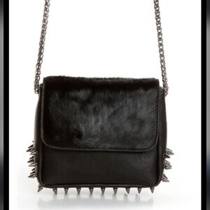 Lulus spike cake studded black leather purse crossbody shoulder